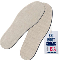 Thumbnail for Beige ski boot shims with a 'Made in USA' tag on a white background