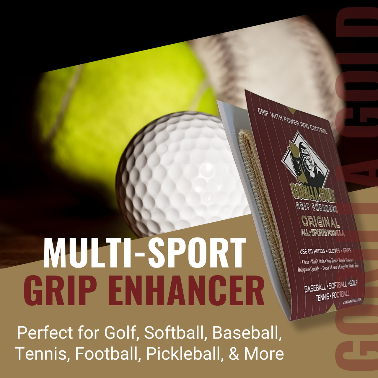 Gorilla Gold Grip Enhancer Tacky Towel - All-Sport Performance Boost