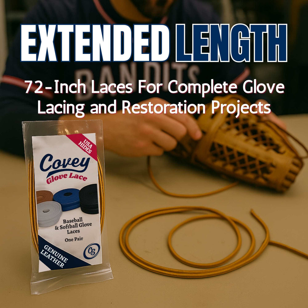 Covey Baseball & Softball Glove Lace - Premium American Leather 2-Pack