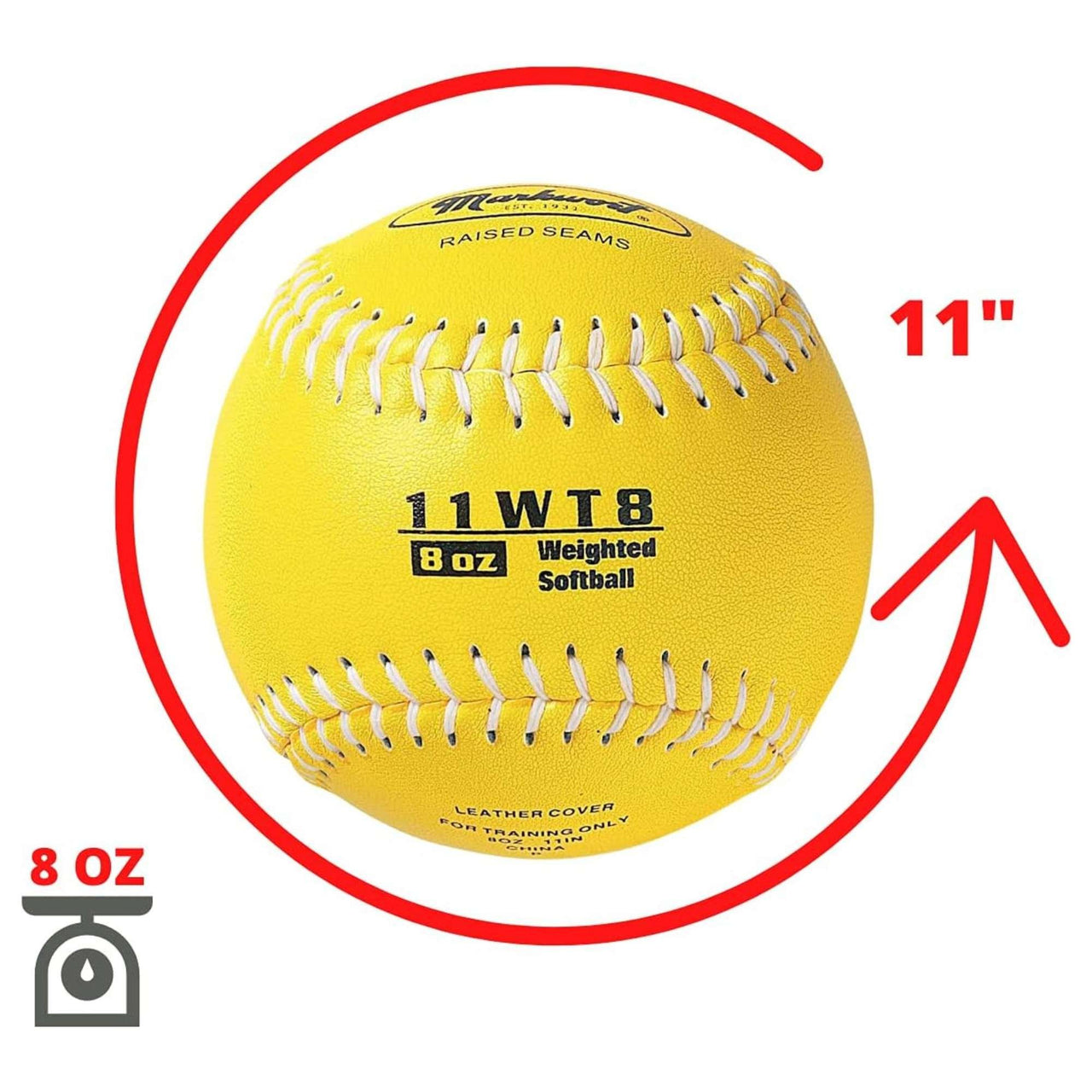 Markwort Color Coded Weighted 11-Inch Softball for Training and Practice