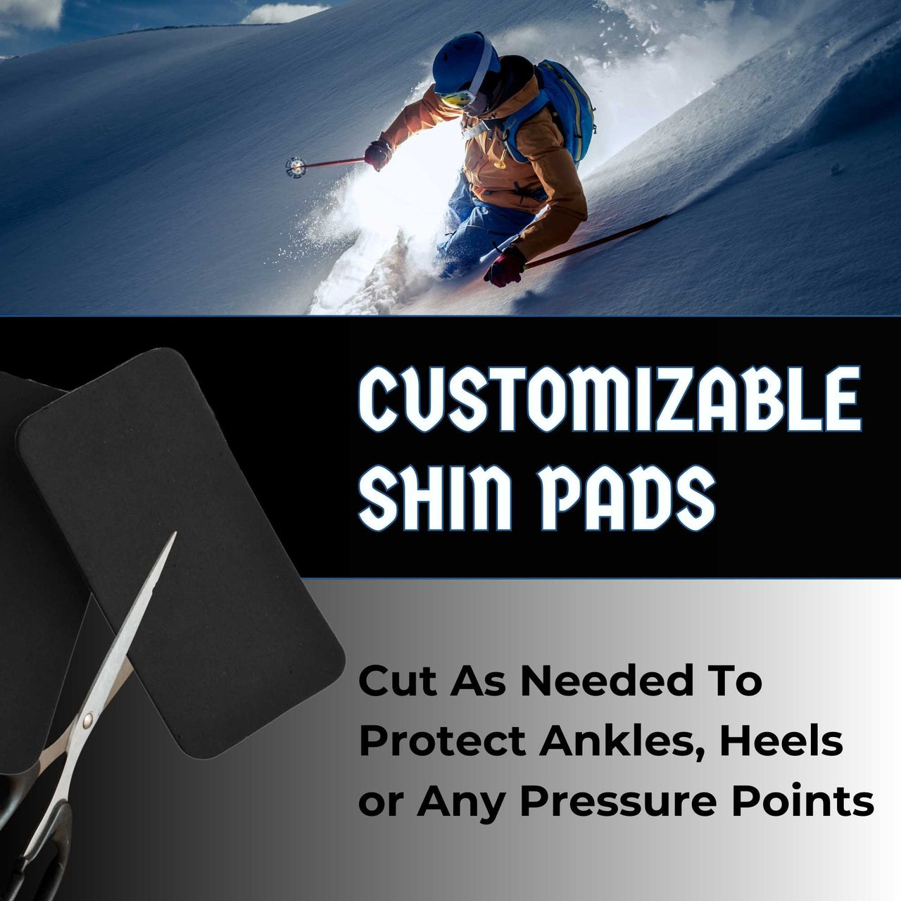 Boxum Ski & Snowboard Shin Pads Inserts with Adhesive Backing - Pair