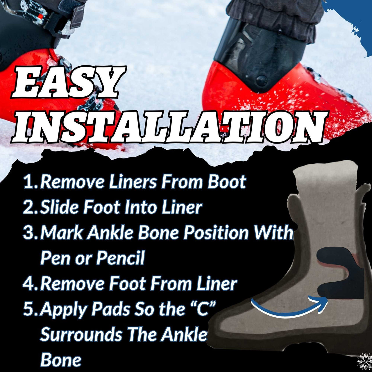 Boxum Ski & Snowboard Boot Ankle Wrap Pads (Sold in Pairs)