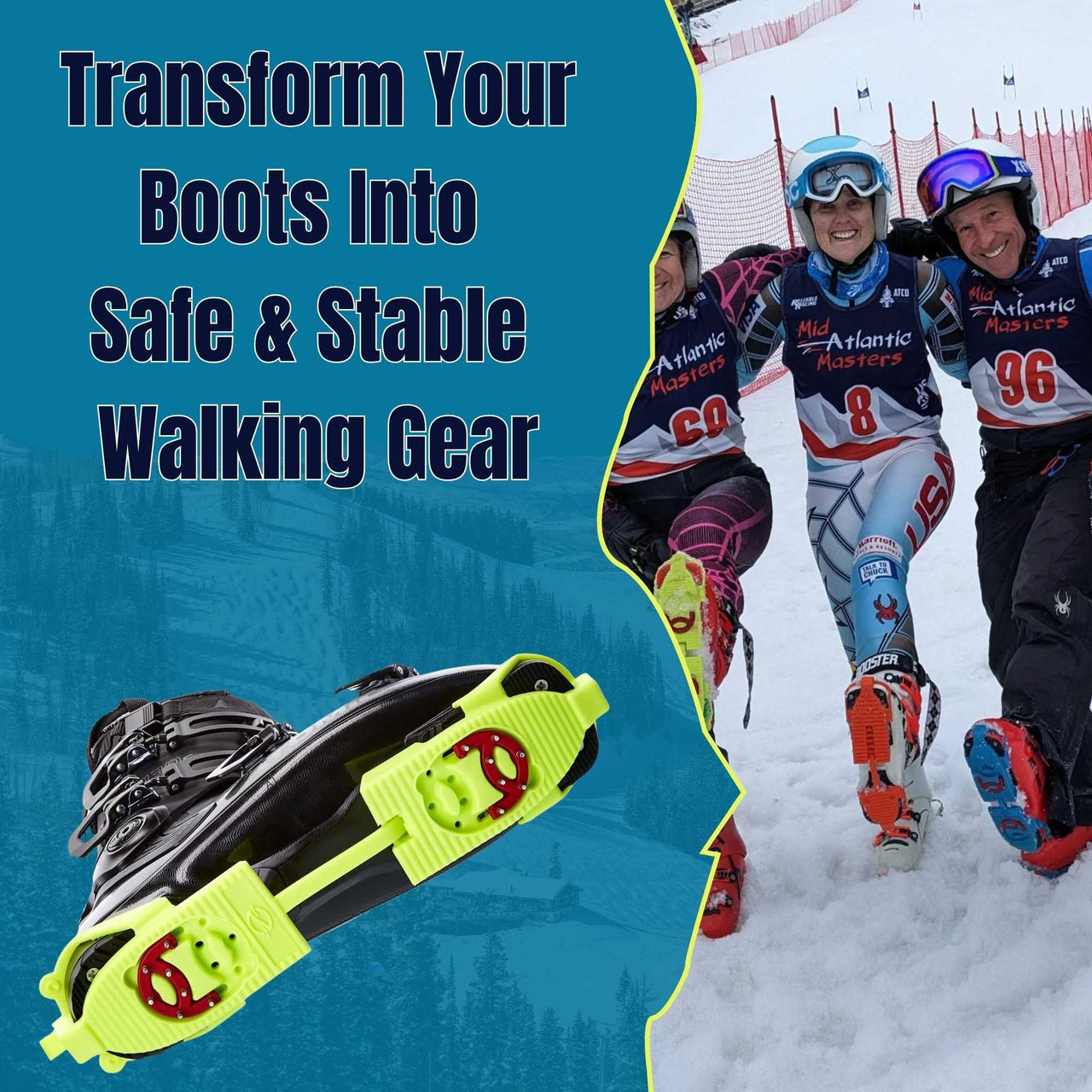 SkiSkootys Ski Boot Bottom Protector with Claws Traction Cleats