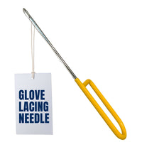 Thumbnail for Glove lacing needle with yellow handle and blue text on a white background