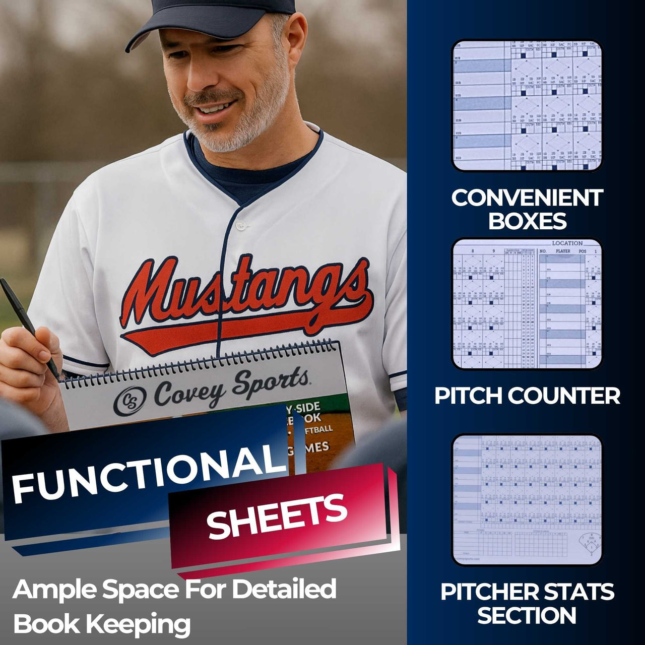 Covey Side-by-Side Baseball & Softball Scorebook - 50 Games (RTJ)