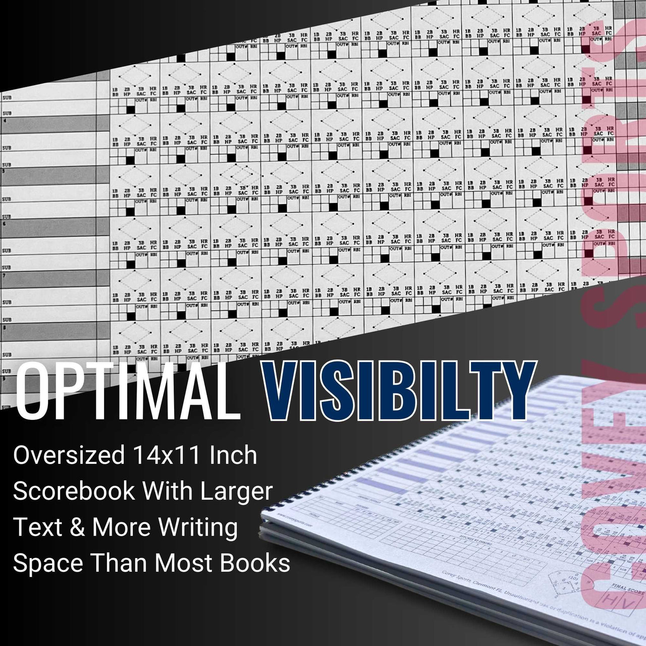 Covey Sports Oversized Baseball & Softball Scorebook - 50 Games