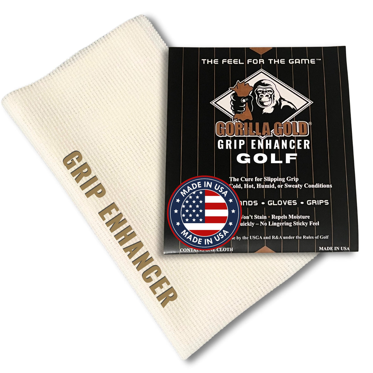 Gorilla Gold Golf Grip Enhancer Tacky Towel - Golf, Tennis, Softball & More