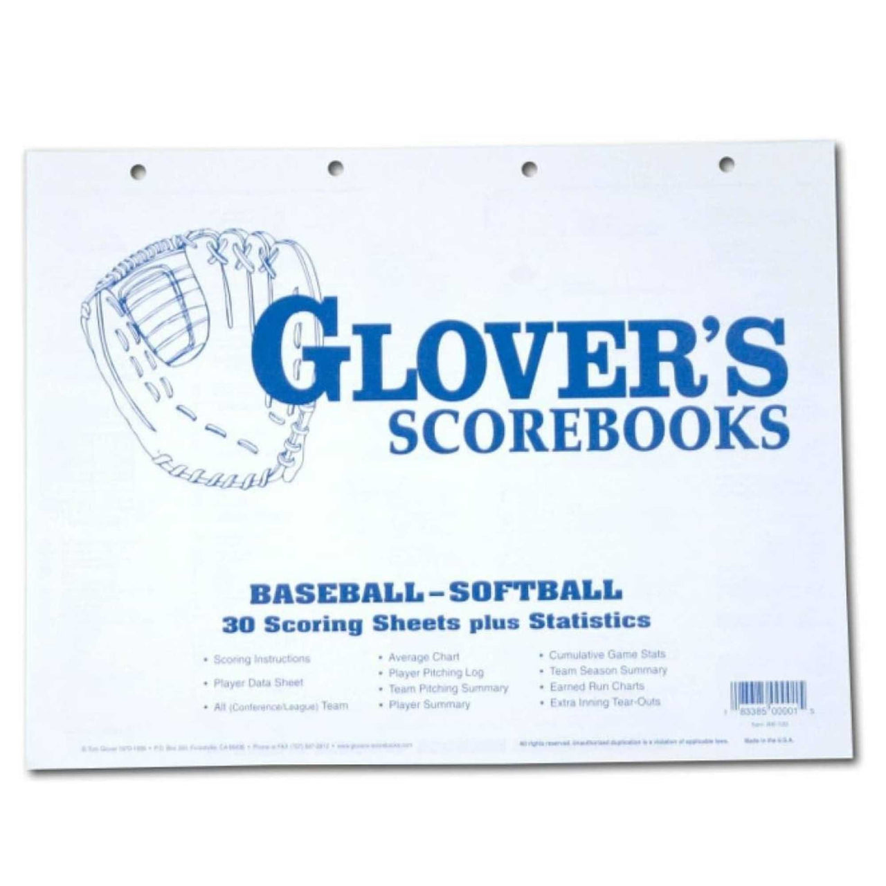 Glover's Baseball & Softball Scorebook Refill - 30 Games