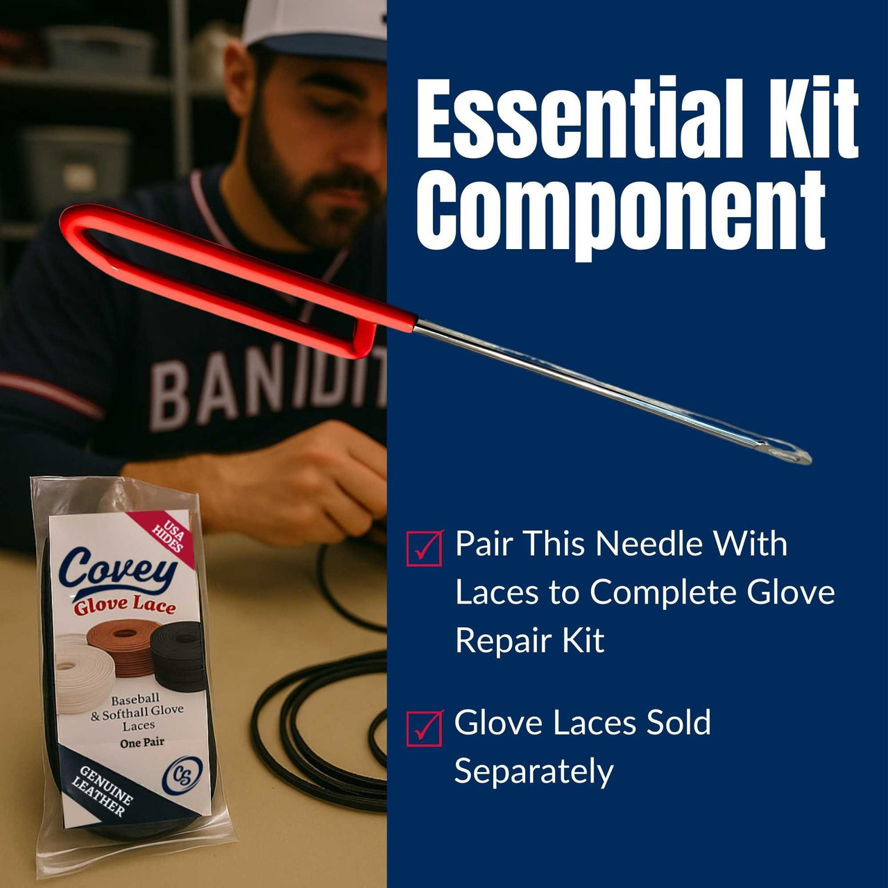Covey Glove Lacing Needle - Awl-Style Baseball & Softball Tool